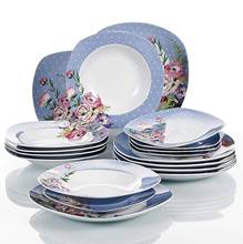 VEWEET HANNAH 18-Piece Flower Pattern Porcelain Dinner Plate Set of 7.5" Dessert Plates,8.5" Soup Plate,9.75" Dinner Plates 2024 - compre barato