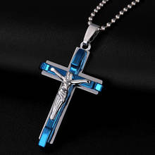 Hot Sale Punk Hip Hop Gold Color Crucifix Jesus Cross Titanium Steel Pendant Charm Necklace Men Women Jewelry 2024 - buy cheap