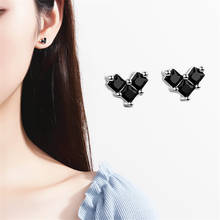 2020 Summer    Earrings With Black Cubic Zirconias Heart Shape Mini Small Statement Stud Earrings Women Girls 2024 - buy cheap