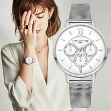 Nova moda relógio feminino aço inoxidável de prata relógio 3 olhos das senhoras vestido casual quartzo reloj mujer droshipping 2024 - compre barato