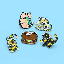Broche de gato y pez con dibujos animados, insignia esmaltada, pin para solapa, sombrero, joyería, regalo para amigos 2024 - compra barato