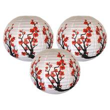 Conjunto de 3 flores vermelhas (cereja), lanterna de papel chinesa/japonesa de cor branca com 16 tamanhos de diâmetro 2024 - compre barato