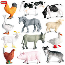 Oenux 12pcs/set Mini Farm Animal Model Cow Sheep Pig Dog Horse Action Figures Figurines PVC Lovely Miniature Education Toys Gift 2024 - buy cheap