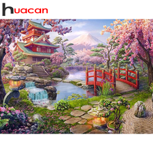 Huacan 5d pintura de diamante bricolagem paisagem primavera bordado de diamante quadrado completo mosaico de ponto de cruz decoração de casa 2024 - compre barato