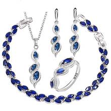 Blue Green Cubic Zirconia Silver Color Jewelry Sets For Women Necklace Pendant Earrings Ring Bracelet Free Gift Box WPAITKYS 2024 - buy cheap