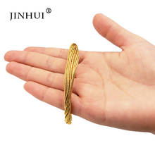 Jin Hui 1 шт. золотого цвета медные браслеты для женщин Дубай невесты свадебные ювелирные изделия браслет, мужские Ближний Восток африканские подарки 2024 - купить недорого