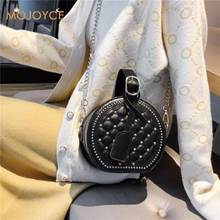 Fashion Round Women Leather Bag Luxury Quilted Small Shoulder Bags Leather Round Tote Rivet Chain Handbag Brand Purse 2024 - buy cheap