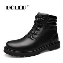 Размера плюс мужские ботинки из натуральной кожи, зимняя супер теплая мужская обувь, зимние ботинки ручной работы, водонепроницаемые Зимние ботильоны 2024 - купить недорого
