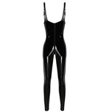 Body feminino látex, calça feminina costas longas com zíper frontal couro patenteado metálico brilhante 2024 - compre barato