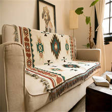 Скандинавские геометрические диванные пледы одеяло геометрический Коврик подвесной диван с обивкой из гобелена полотенце вязаный пледы домашний текстиль, одеяла украшения 2024 - купить недорого