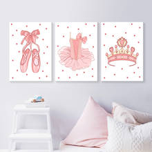 Cute Pink Ballet Dress Poster Wall Art Dance Girl Nursery Canvas Print Painting Nordic Kids Picture Baby Room Decor 2024 - buy cheap