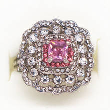 Jóias glamour do vintage romântico rosa quadrado zircão feminino anel menina festa acessórios noivado anel de casamento amante presente 2024 - compre barato