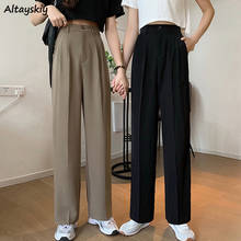 Pants Women Full-length Casual High Waist Elegant Straight Solid High Quality Cozy Trendy Trousers College Daily Korean Style 2024 - buy cheap