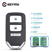 Keyyou 3 botão keyless inteligente remoto chave do carro 313.8 mhz para honda apto ex EX-L EX-LN HR-V transponder crostour 47 chip fcc: kr5v1x 2024 - compre barato