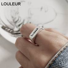 LouLeur 925 Sterling Silver Letter Breeze Open Rings Silver Square Glossy Simple Element Design Trendy Rings For Women Jewelry 2024 - buy cheap