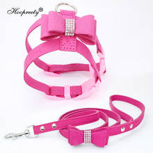 6 Colors Dog Harness Leash Set Bling Rhinestone Bowknot Pet Chest Strap Leads For Small Dogs Buckskin Harness Vest For Dogs Pupp 2024 - buy cheap
