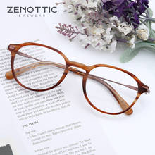 ZENOTTIC Acetate Round Glasses Frames Retro Wooden Optical Eyewear Men Women Anti Blue Light Lens Myopia Prescription Eyeglasses 2024 - buy cheap