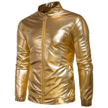 Men's Metallic Nightclub Jacket Men Slim Fit Zip Up Varsity Baseball Bomber Shiny Party Dance Disco Jackets Coats Veste Homme 2024 - buy cheap