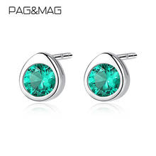 PAG&MAG Delicate Water Drop Emerald Stud Earrings Sterling Silver 925 Earrings Korean Gemstone Charm Fine Jewelry Gift SE0310 2024 - buy cheap