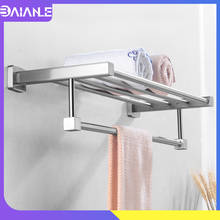 Bathroom Towel Rack Hanging Holder Stainless Steel Towel Holder Wall Mounted Towel Bar Bathroom Shelf Towel Robe Storage Rack 2024 - buy cheap