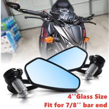 4-дюймовые алюминиевые зеркала заднего вида на руль мотоцикла, антибликовое зеркало 7/8 дюйма, наконечник руля для скутера Honda Yamaha Suzuki 2024 - купить недорого