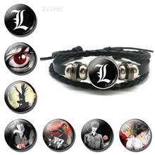 Game Badge Black Button Leather Bracelet  Light Yagami Anime Glass Dome for Women Men Jewelry Fashion Accessories Gift 2024 - buy cheap
