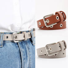 Female Faux Leather Hollow Rivets Belt For Jeans Square Pin Buckle Waist Belts cinturones para mujer Casual 2.5cm Thin Waistband 2024 - buy cheap