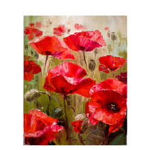 Red Flowers Oil Painting On Canvas Handmade Art Framed 40x50 DIY Craft For Adults Kits Picture By Number Home Decoration Wall 2024 - buy cheap