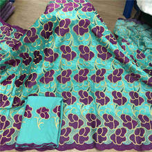2021 Latest African Bazin Lace Fabric Fashion Head Cloth Nigerian Bazin Riche Lace Fabric 5+2Yards For Dress   HLB87 2024 - buy cheap