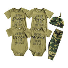 New Boy's 3Pcs Romper Set Short Sleeve Triangle Bodysuit with Camouflage Long Pants and Hat for Summer 2024 - buy cheap