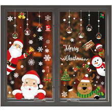 Счастливого Рождества наклейки на стену съемный Санта-Клаус Снежинка магазин наклейки на окна рождественские украшения для дома Новый год 2024 - купить недорого