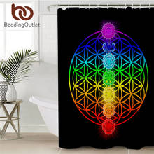 BeddingOutlet-cortina de ducha de Chakra, cortina de baño con temática Zen, colorida flor de la vida, impermeable, 90x180cm 2024 - compra barato