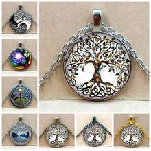 Ожерелье любовник Древо жизни фото Тибет серебро кабошон стекло кулон цепочка Ожерелье 2024 - купить недорого