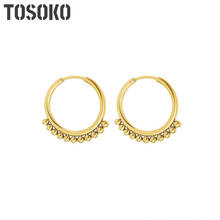TOSOKO-pendientes de acero inoxidable para mujer, joyería pequeña de acero, anillo liso, moda de otoño e invierno, BSF332 2024 - compra barato