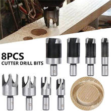 8pcs Wood Plug Hole Cutter Chamfered Plug Cutter Drill Bits Set Dowel Maker Cutting Tools 3/8 Inch Round Shank 2024 - buy cheap