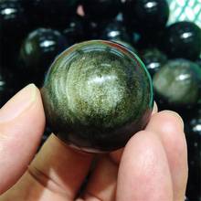 Natural Golden Obsidian Stone Ball Golden Balck Obsidian Crystal Sphere Ball Healing Home Decor DIY Necklace Materials NEW 2024 - buy cheap