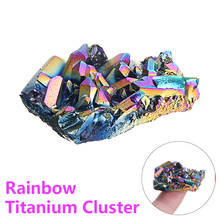 1pc Natural Quartz Crystal Rainbow Titanium Cluster Mineral Specimen Healing Stone Rainbow Titanium Cluster 2024 - compra barato