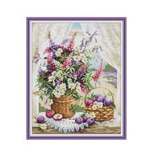 Window sill flower basket cross stitch kit aida 14ct 11ct count printed canvas stitches embroidery DIY handmade needlework 2024 - buy cheap