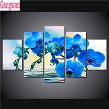 5 Pcs Blue Orchid Flower For Living Room Decoration Painting diamond painting stitch cross diamond embroidery full drill mosaic 2024 - buy cheap