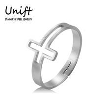 Unift Classic Hollow Cross Adjustable Opening Women's Rings Unique Gothic Punk Style Stainless Steel Retro Jewelry Men Gifts 2024 - buy cheap