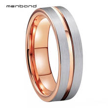 Men Women Tungsten Carbide Ring Rose Gold Wedding Band Grooved Center Brushed Finish 6MM Comfort Fit 2024 - buy cheap