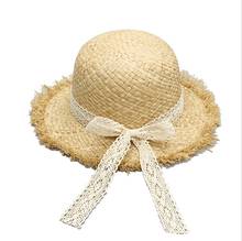 Соломенная шляпа для детей, кружевная, соломенная, летняя, 2021 2024 - купить недорого