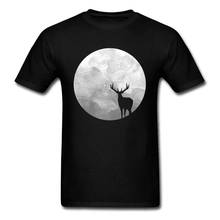 Hanomax camiseta com estampa de lua e sangue, camiseta personalizada para homens e mulheres, camiseta engraçada com estampa de animal, cervo 2024 - compre barato