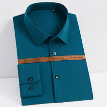 Men's Fashion Bamboo Fiber Solid Dress Shirts Pocket-less Design Long Sleeve Standard-fit Formal Business Casual Stretch Shirt 2024 - buy cheap