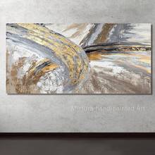 Mintura Hand Painted Oil Painting On Canvas Abstract Gold Foil High Grade Grey Wall Art Picture Home Decoration For Living Room 2024 - buy cheap