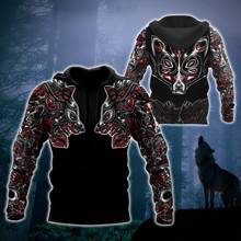 Viking Wolf Tattoo 3D All Over Printed Autumn Men Hoodies Unisex Casual Pullover Zip Hoodie Streetwear sudadera hombre DW0500 2024 - buy cheap