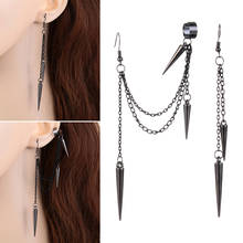 1 Pair Men Retro Black Long Tassel Chain Earrings Punk Rock Gothic Earrings Hiphop Rivet Earrings for Women Party Jewelry Gifts 2024 - buy cheap