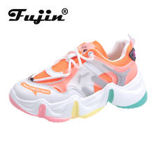 Fujin Women Sneakers Fashion Mixed Colors Thick Bottom Spring Breathable Round Toe Platform Leisure Sewing Lace Women Sneakers 2024 - buy cheap