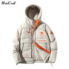 Halacood marca masculina moda jaqueta de inverno dos homens acolchoado parka homem casaco de inverno grandes bolsos médio grosso parkas snowjacket plus size 2024 - compre barato