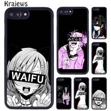 Krajews triste Anime japonés estética funda para iPhone x XR XS 11 Pro MAX 5 se 6 6S 7 7 8 Plus, Samsung Galaxy S7 Edge S8 S9 S10 2024 - compra barato